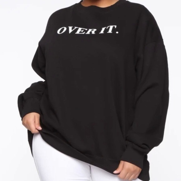 NEW Over It Oversized Graphic Sweatshirt Black top - Picture 1 of 4